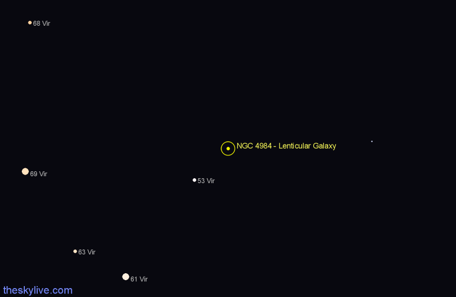 Finder chart NGC 4984 - Lenticular Galaxy in Virgo star