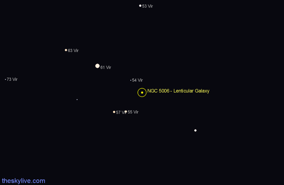 Finder chart NGC 5006 - Lenticular Galaxy in Virgo star