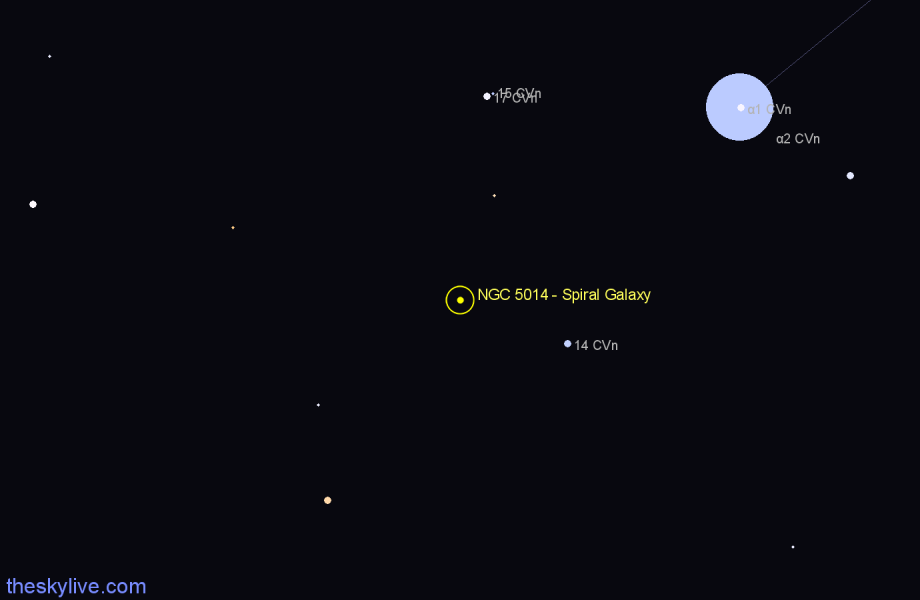 Finder chart NGC 5014 - Spiral Galaxy in Canes Venatici star