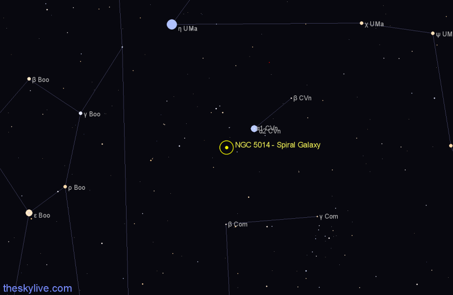 Finder chart NGC 5014 - Spiral Galaxy in Canes Venatici star