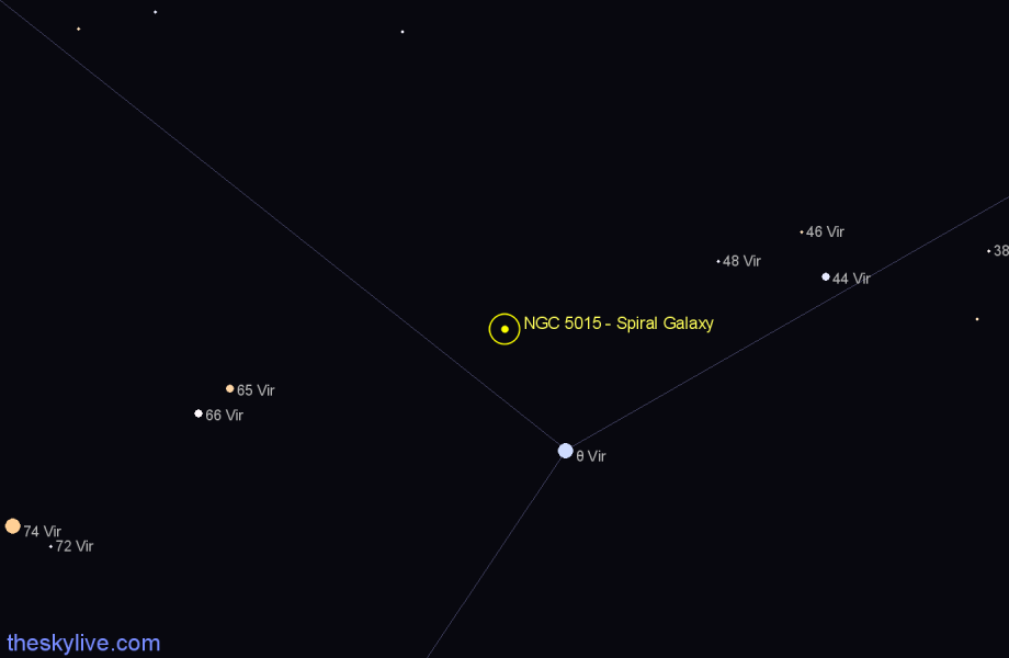 Finder chart NGC 5015 - Spiral Galaxy in Virgo star
