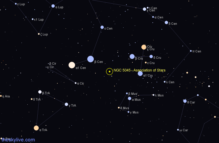 Finder chart NGC 5045 - Association of Stars in Centaurus star