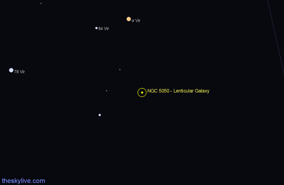 Finder chart NGC 5050 - Lenticular Galaxy in Virgo star