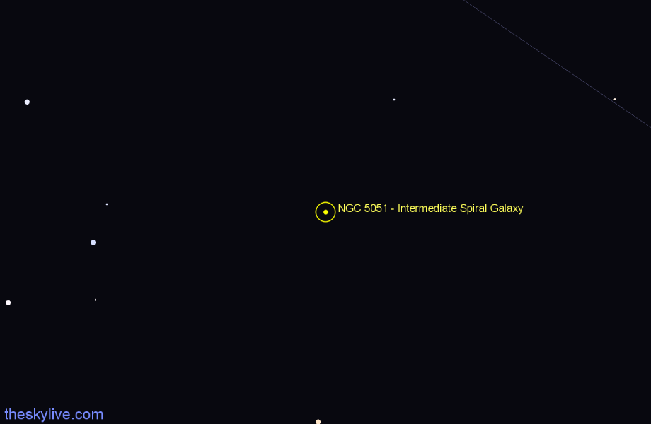Finder chart NGC 5051 - Intermediate Spiral Galaxy in Hydra star