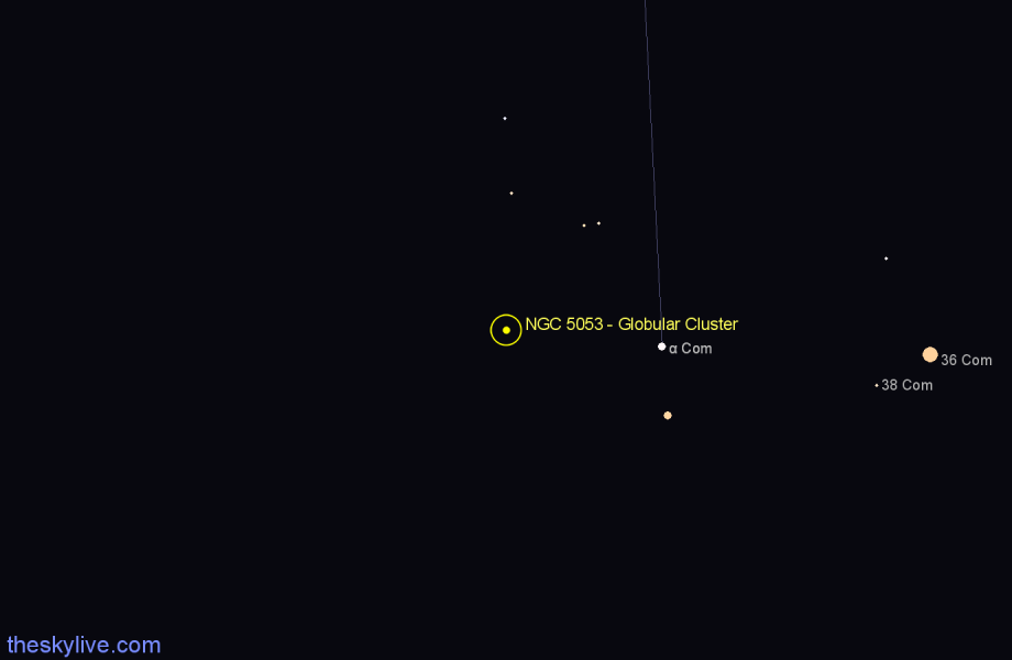 Finder chart NGC 5053 - Globular Cluster in Coma Berenices star
