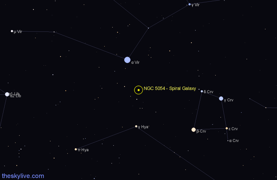 Finder chart NGC 5054 - Spiral Galaxy in Virgo star