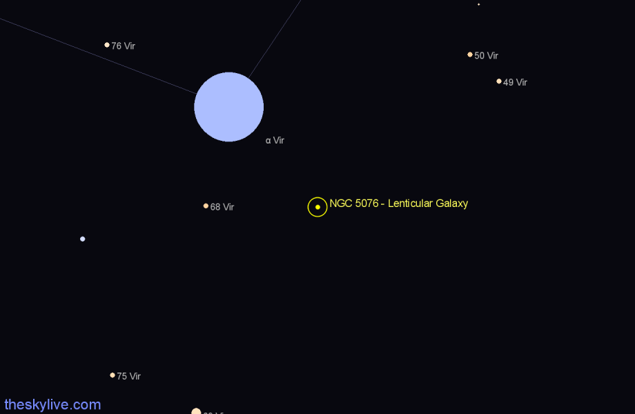 Finder chart NGC 5076 - Lenticular Galaxy in Virgo star