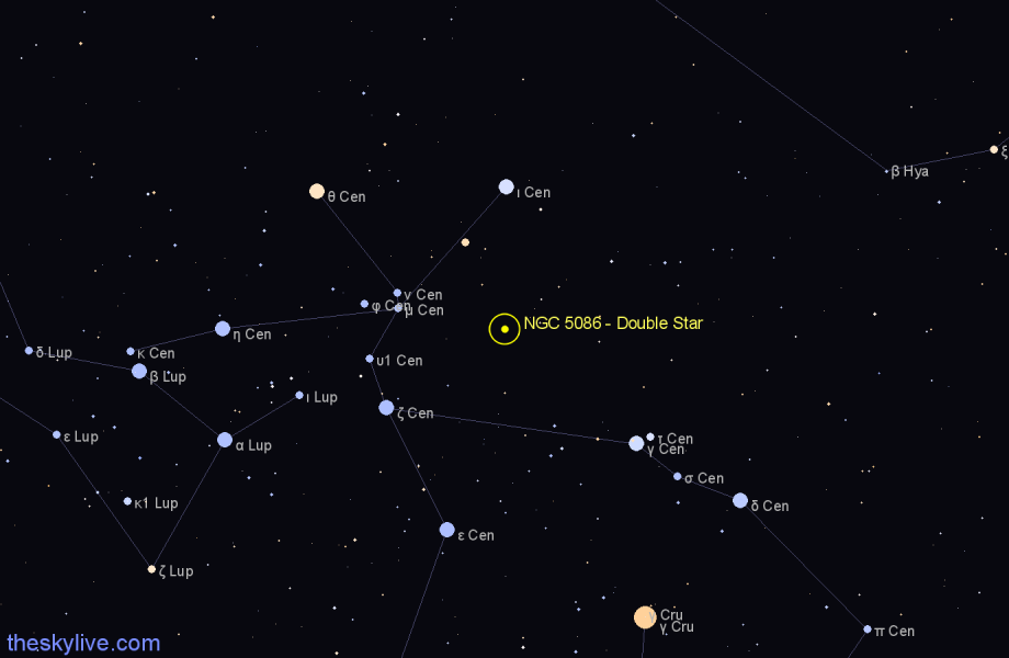 Finder chart NGC 5086 - Double Star in Centaurus star