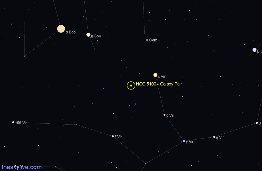 Finder chart NGC 5100 - Galaxy Pair in Virgo star