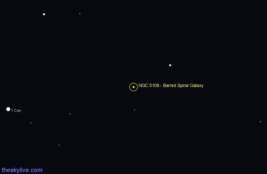 Finder chart NGC 5108 - Barred Spiral Galaxy in Centaurus star