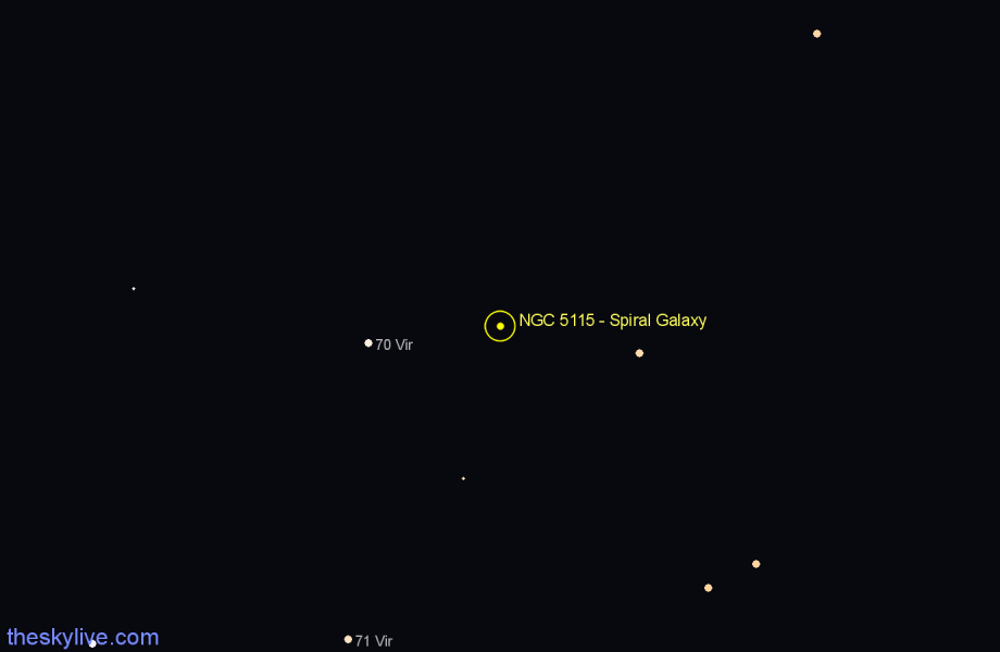 Finder chart NGC 5115 - Spiral Galaxy in Virgo star