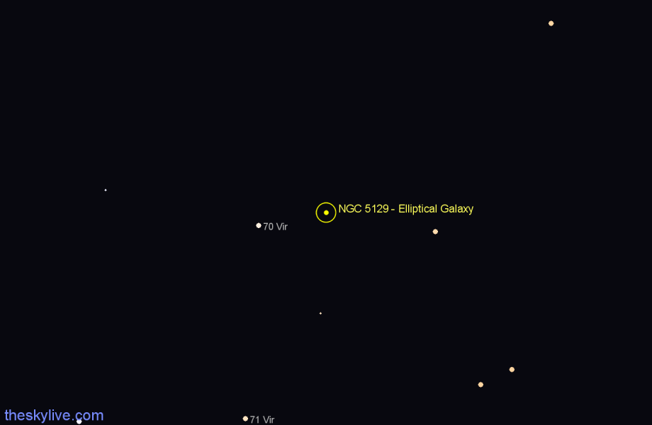 Finder chart NGC 5129 - Elliptical Galaxy in Virgo star