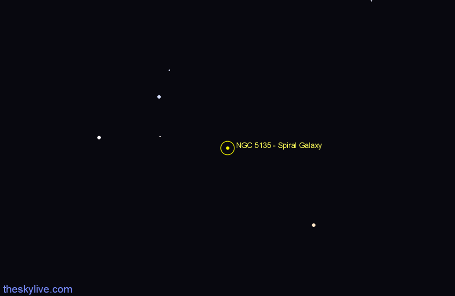 Finder chart NGC 5135 - Spiral Galaxy in Hydra star