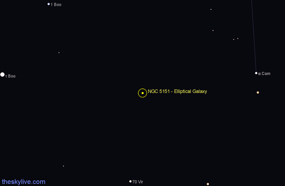 Finder chart NGC 5151 - Elliptical Galaxy in Coma Berenices star