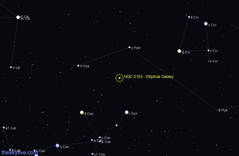 Finder chart NGC 5153 - Elliptical Galaxy in Hydra star