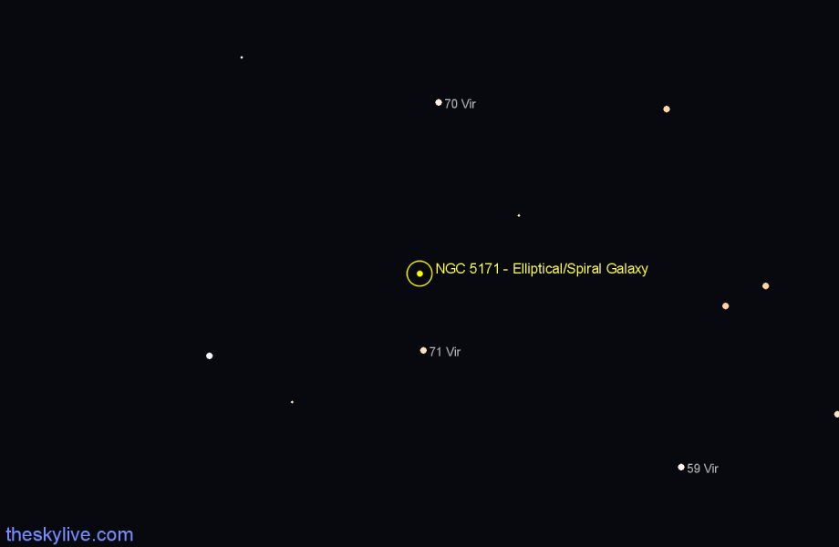 Finder chart NGC 5171 - Elliptical/Spiral Galaxy in Virgo star