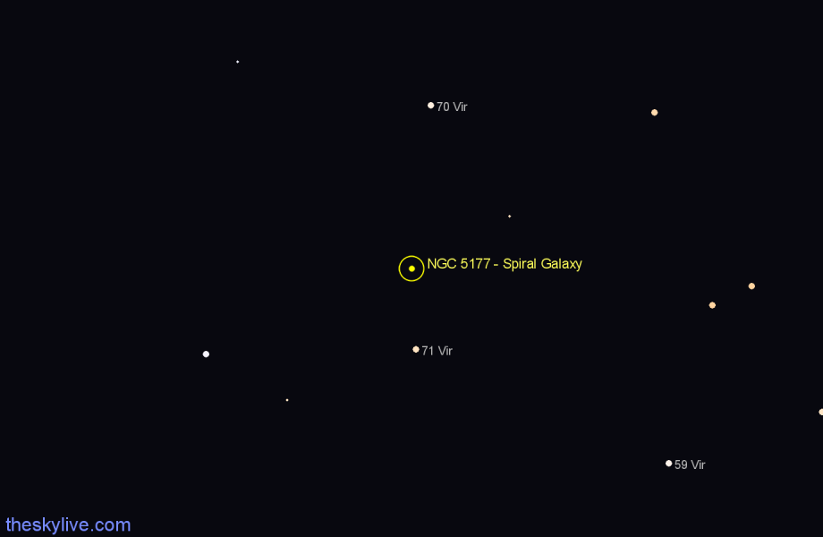 Finder chart NGC 5177 - Spiral Galaxy in Virgo star
