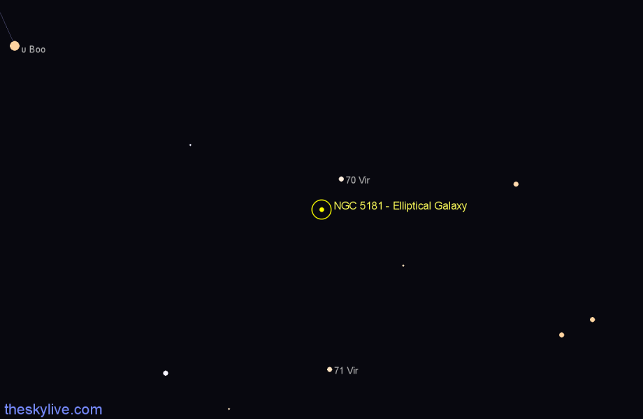 Finder chart NGC 5181 - Elliptical Galaxy in Virgo star