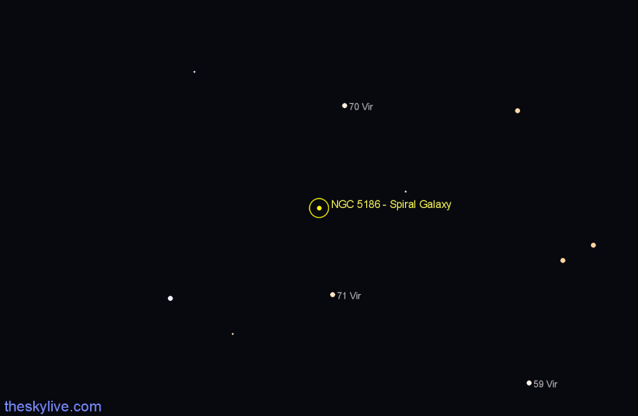 Finder chart NGC 5186 - Spiral Galaxy in Virgo star