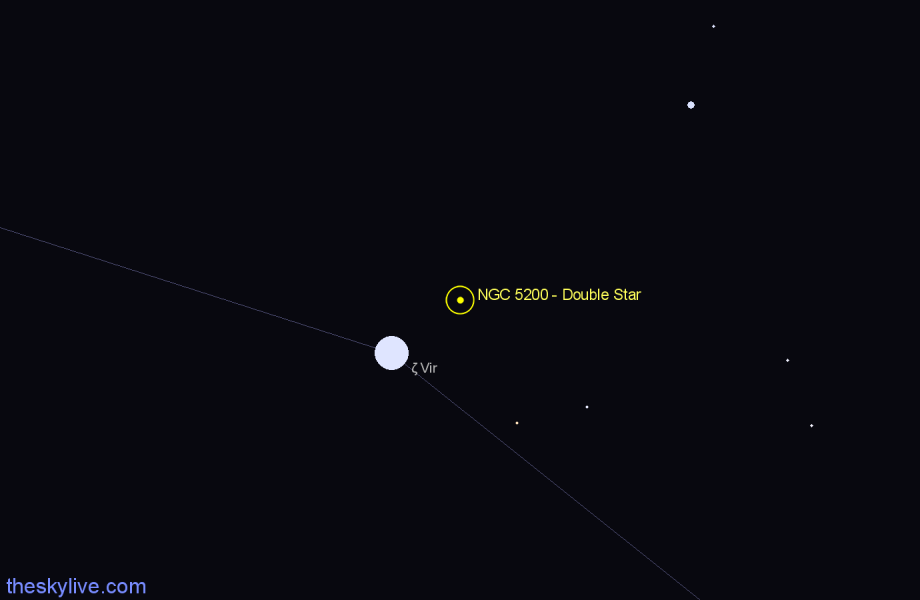 Finder chart NGC 5200 - Double Star in Virgo star