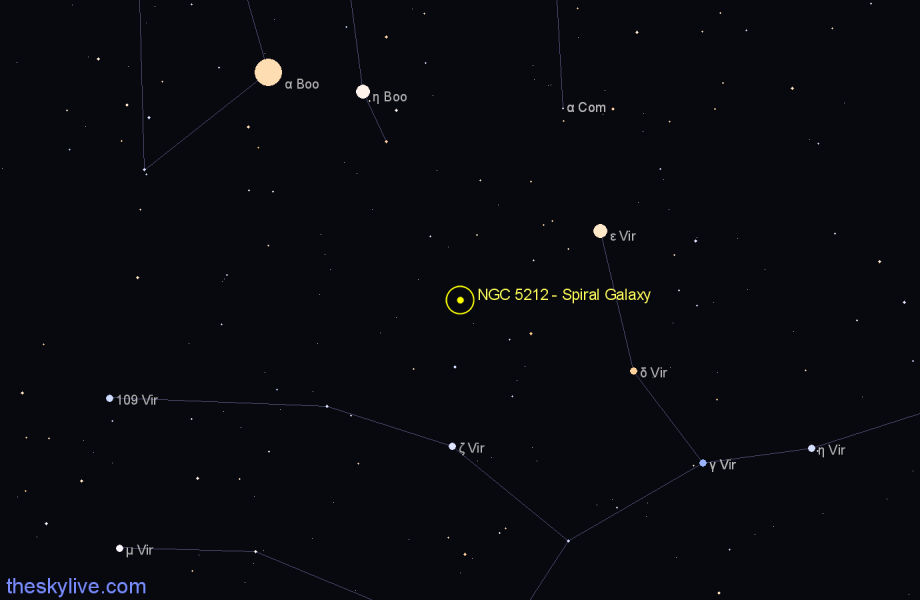 Finder chart NGC 5212 - Spiral Galaxy in Virgo star