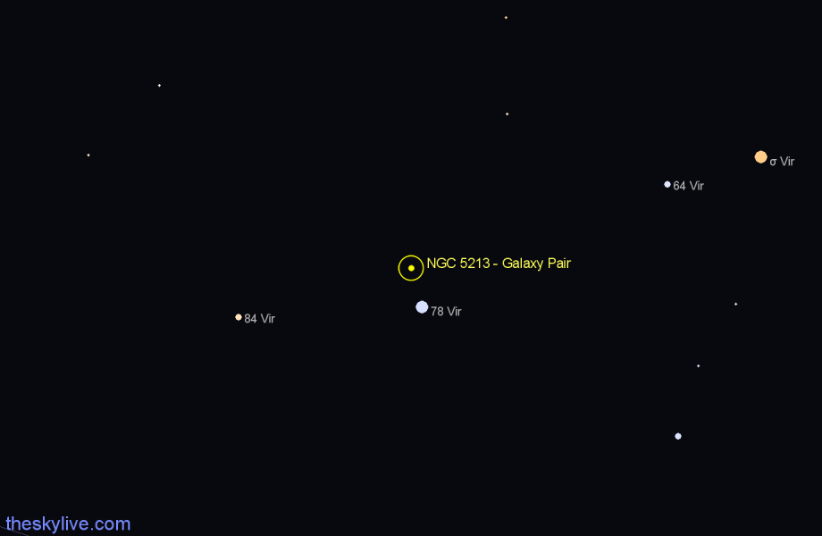 Finder chart NGC 5213 - Galaxy Pair in Virgo star