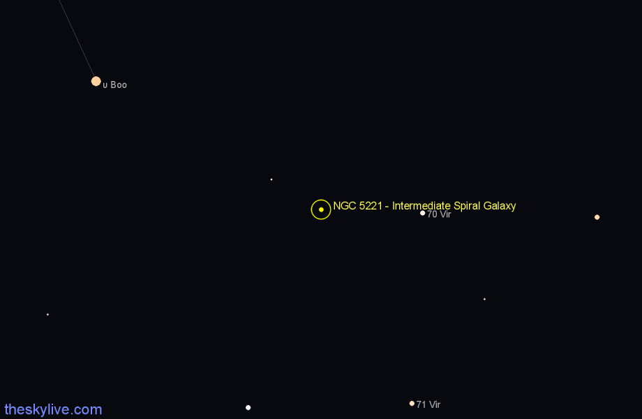 Finder chart NGC 5221 - Intermediate Spiral Galaxy in Virgo star