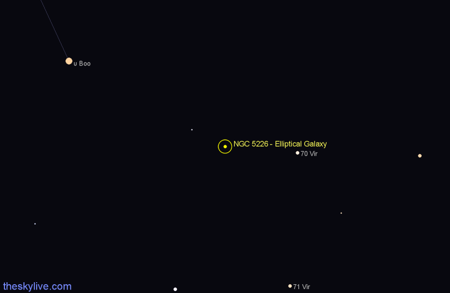 Finder chart NGC 5226 - Elliptical Galaxy in Virgo star
