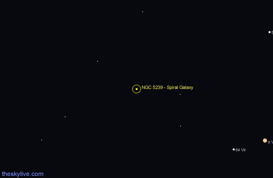 Finder chart NGC 5239 - Spiral Galaxy in Virgo star