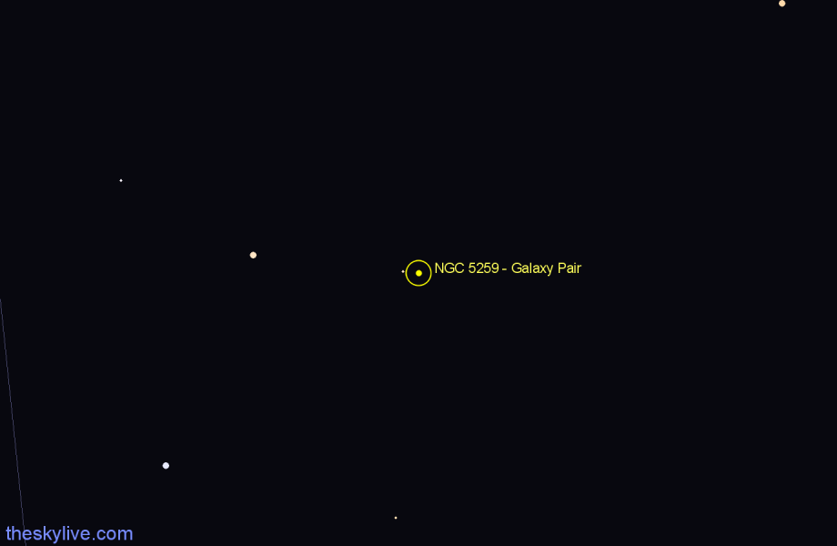 Finder chart NGC 5259 - Galaxy Pair in Canes Venatici star