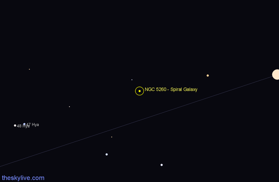 Finder chart NGC 5260 - Spiral Galaxy in Hydra star