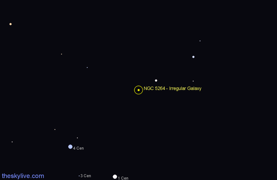 Finder chart NGC 5264 - Irregular Galaxy in Hydra star