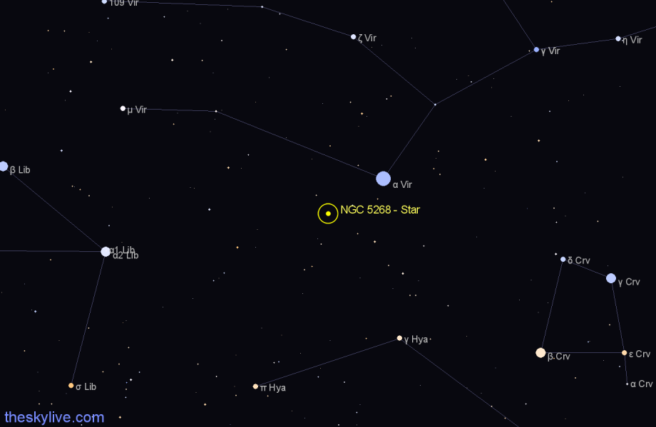 Finder chart NGC 5268 - Star in Virgo star