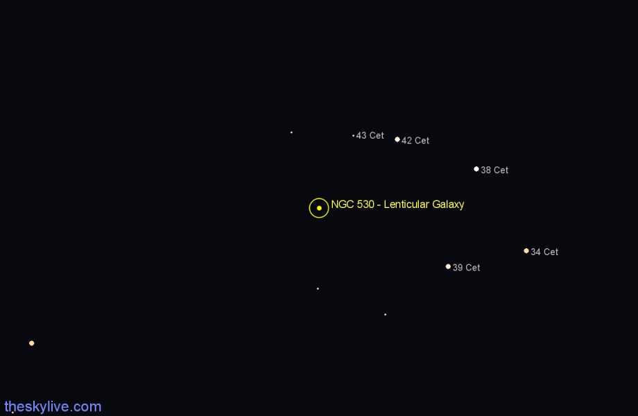 Finder chart NGC 530 - Lenticular Galaxy in Cetus star