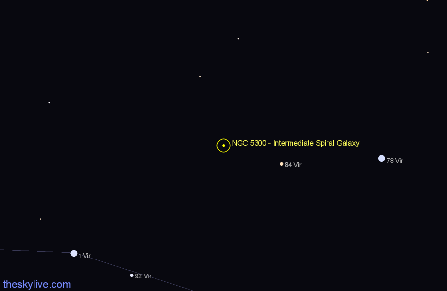 Finder chart NGC 5300 - Intermediate Spiral Galaxy in Virgo star