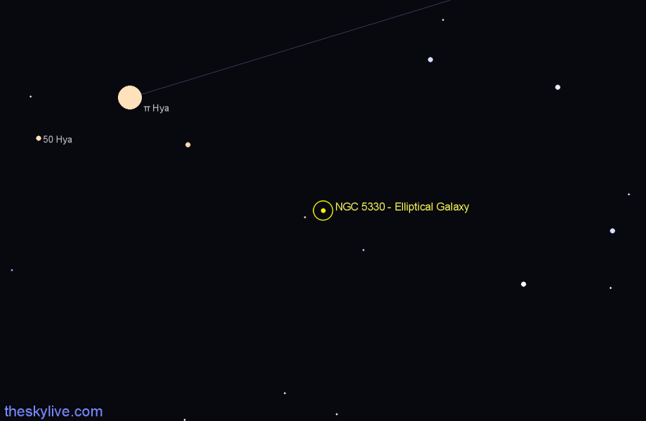 Finder chart NGC 5330 - Elliptical Galaxy in Hydra star