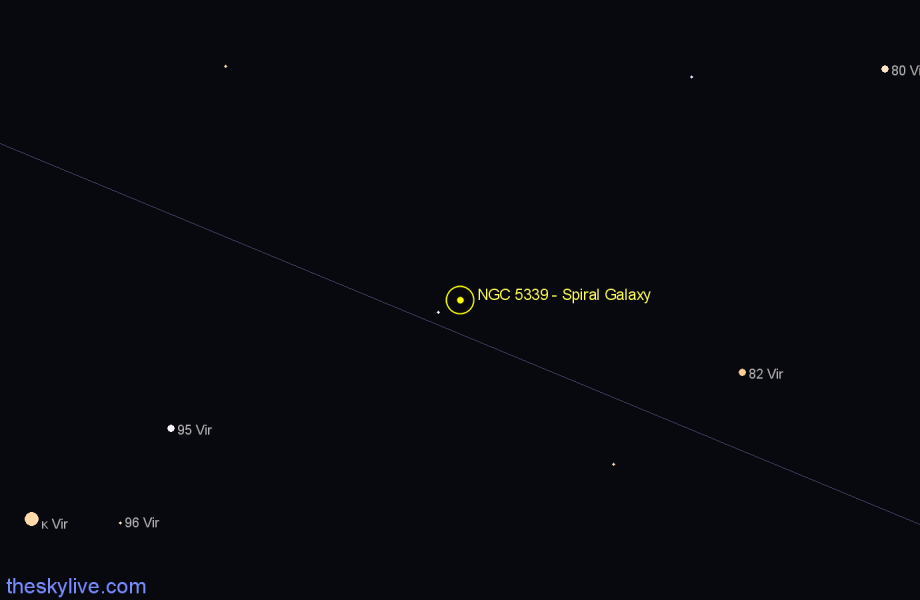 Finder chart NGC 5339 - Spiral Galaxy in Virgo star