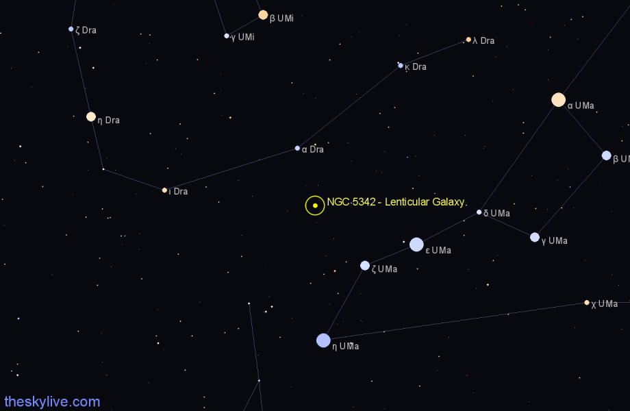 Finder chart NGC 5342 - Lenticular Galaxy in Ursa Major star