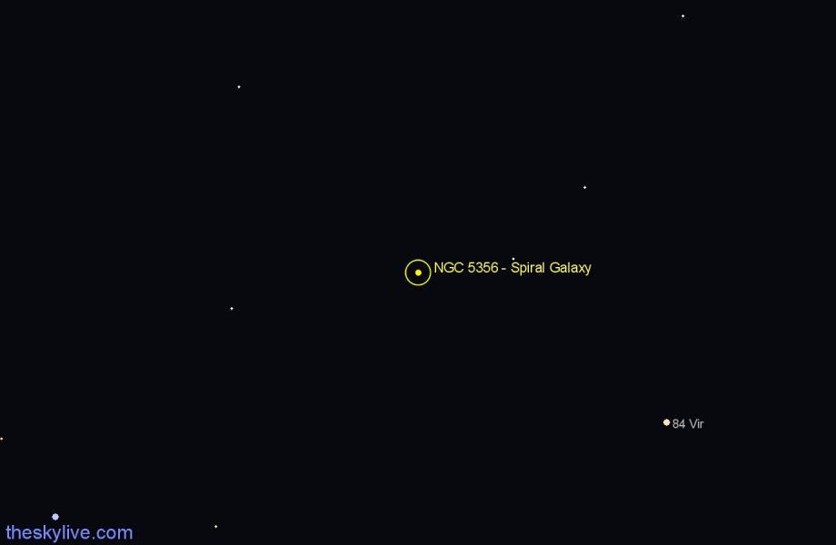 Finder chart NGC 5356 - Spiral Galaxy in Virgo star