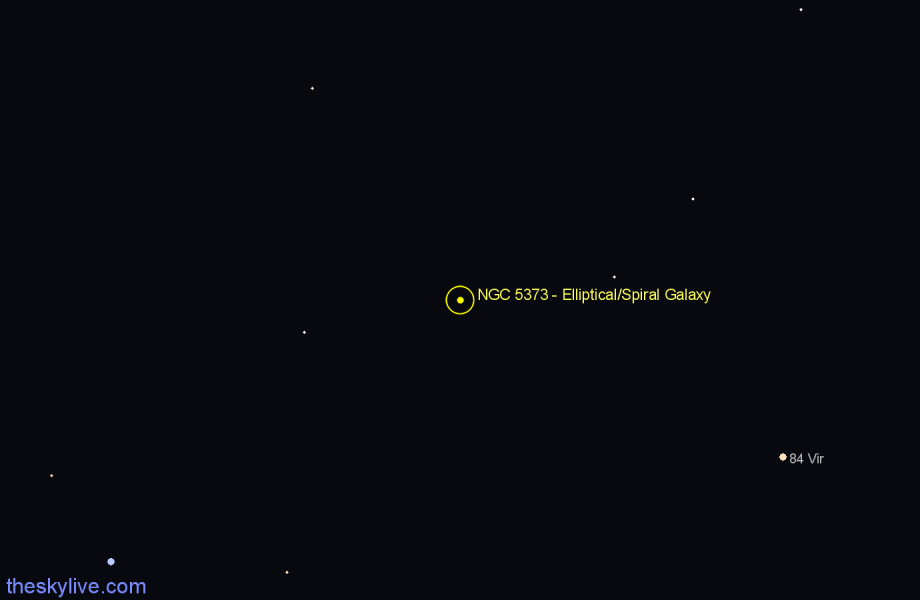 Finder chart NGC 5373 - Elliptical/Spiral Galaxy in Virgo star