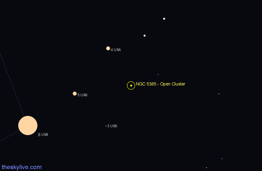 Finder chart NGC 5385 - Open Cluster in Ursa Minor star