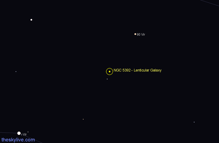Finder chart NGC 5392 - Lenticular Galaxy in Virgo star