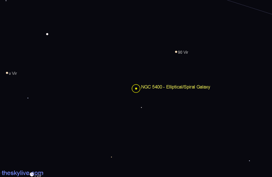 Finder chart NGC 5400 - Elliptical/Spiral Galaxy in Virgo star