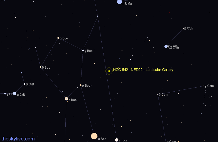 Finder chart NGC 5421 NED02 - Lenticular Galaxy in Canes Venatici star