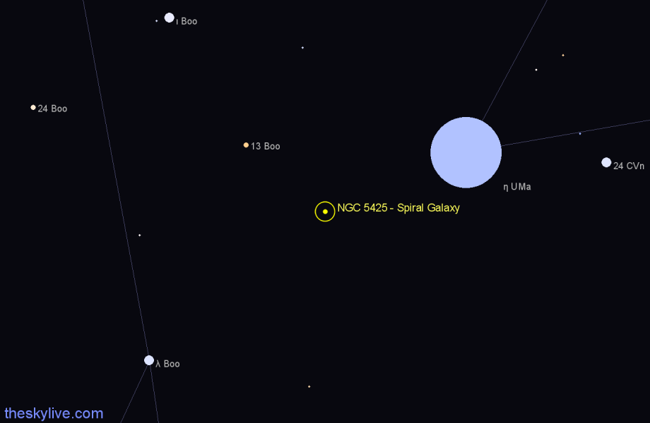 Finder chart NGC 5425 - Spiral Galaxy in Ursa Major star