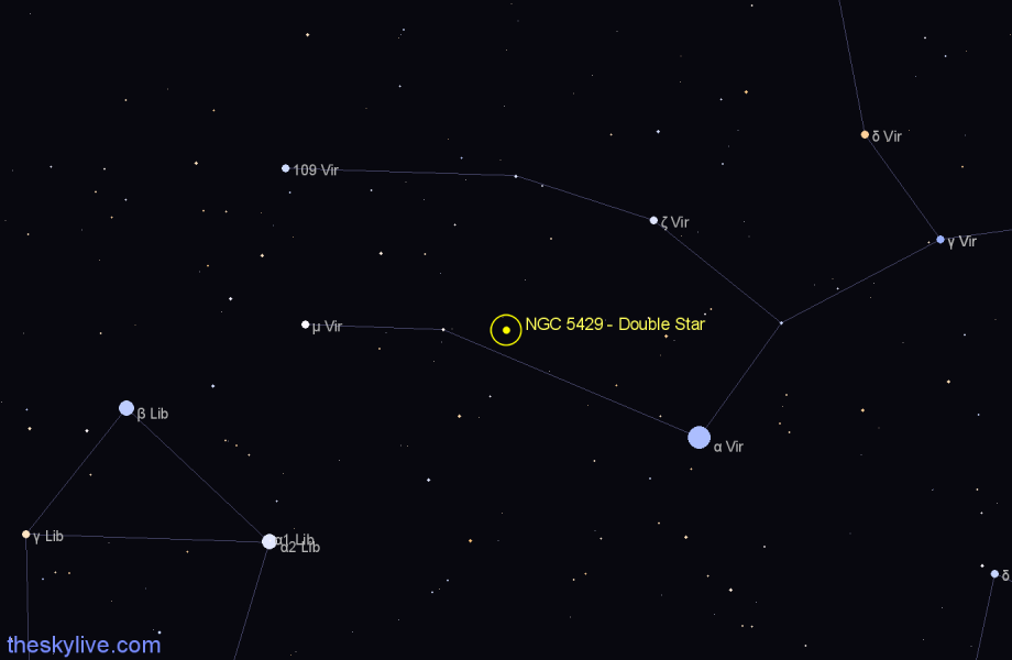 Finder chart NGC 5429 - Double Star in Virgo star