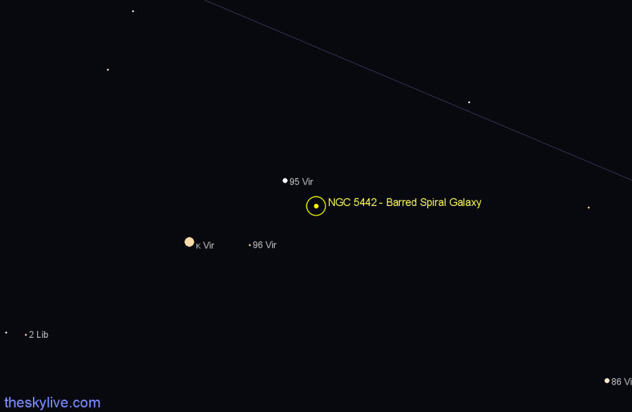 Finder chart NGC 5442 - Barred Spiral Galaxy in Virgo star