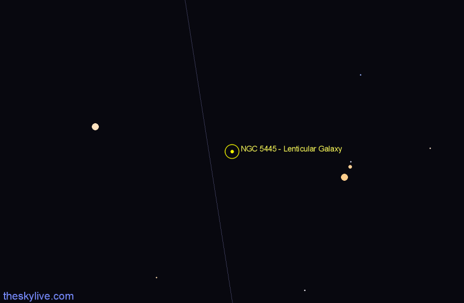 Finder chart NGC 5445 - Lenticular Galaxy in Canes Venatici star