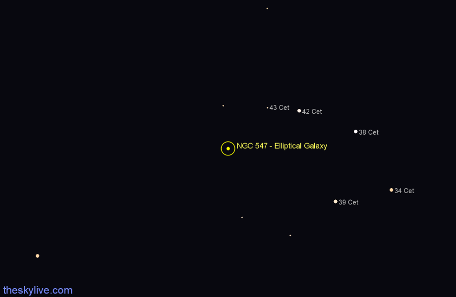 Finder chart NGC 547 - Elliptical Galaxy in Cetus star