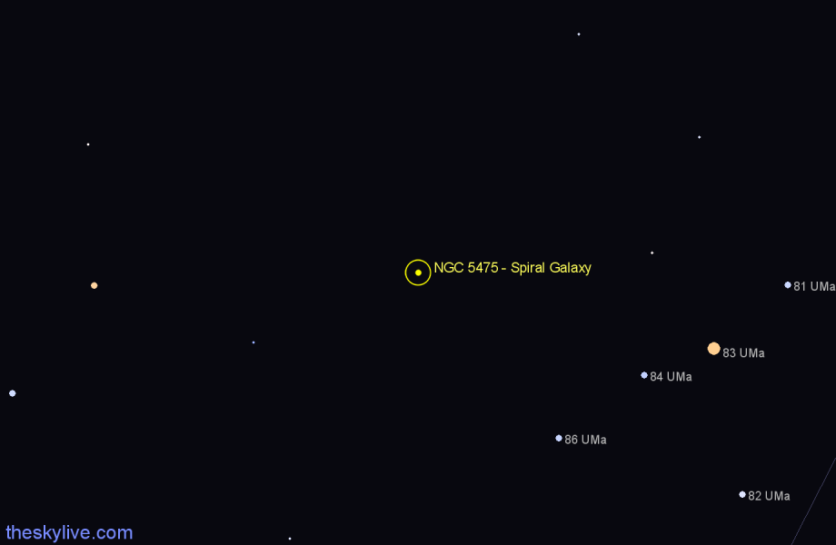 Finder chart NGC 5475 - Spiral Galaxy in Ursa Major star